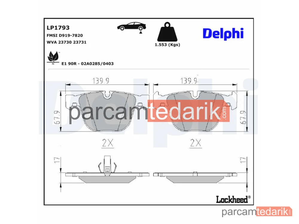 DELPHI LP1793 | Fren Balatası — Bentley Arnage Coupe, Bentley Azure II, Bentley Brooklands Coupe