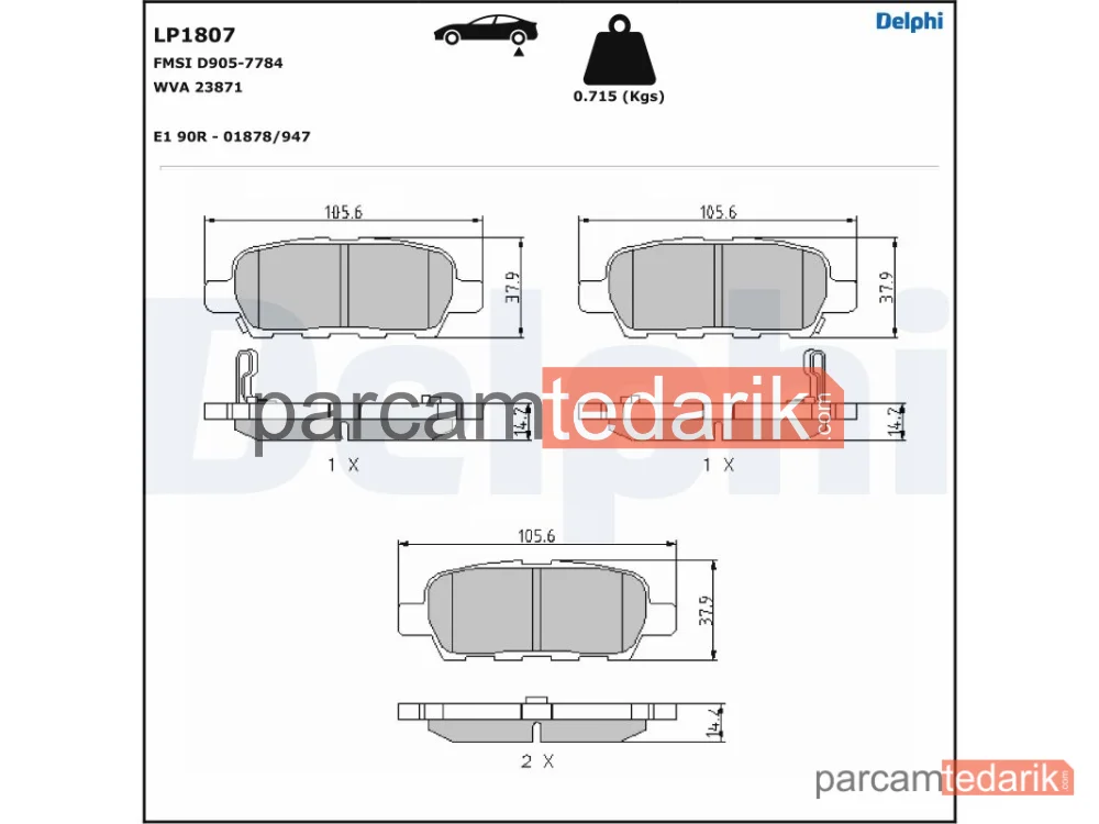 DELPHI LP1807 | Fren Balatası — Infiniti EX, Infiniti FX, Infiniti G Sedan