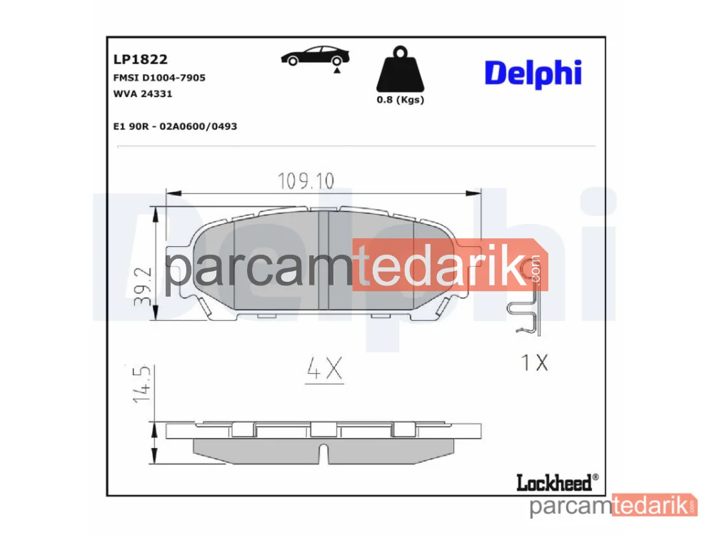 LP1822 | Fren Balatası — Subaru Forester, Subaru Impreza Sedan, Subaru Impreza Station wagon