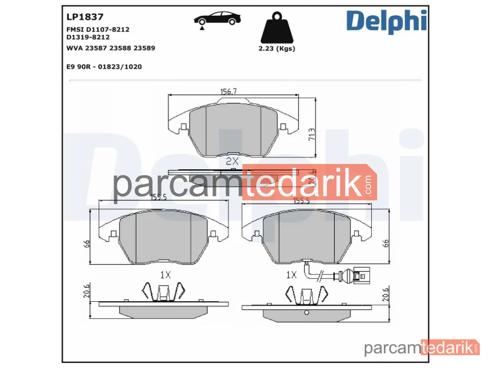 LP1837 | Fren Balatası — Audi A1, Audi A1 Sportback, Audi A3
