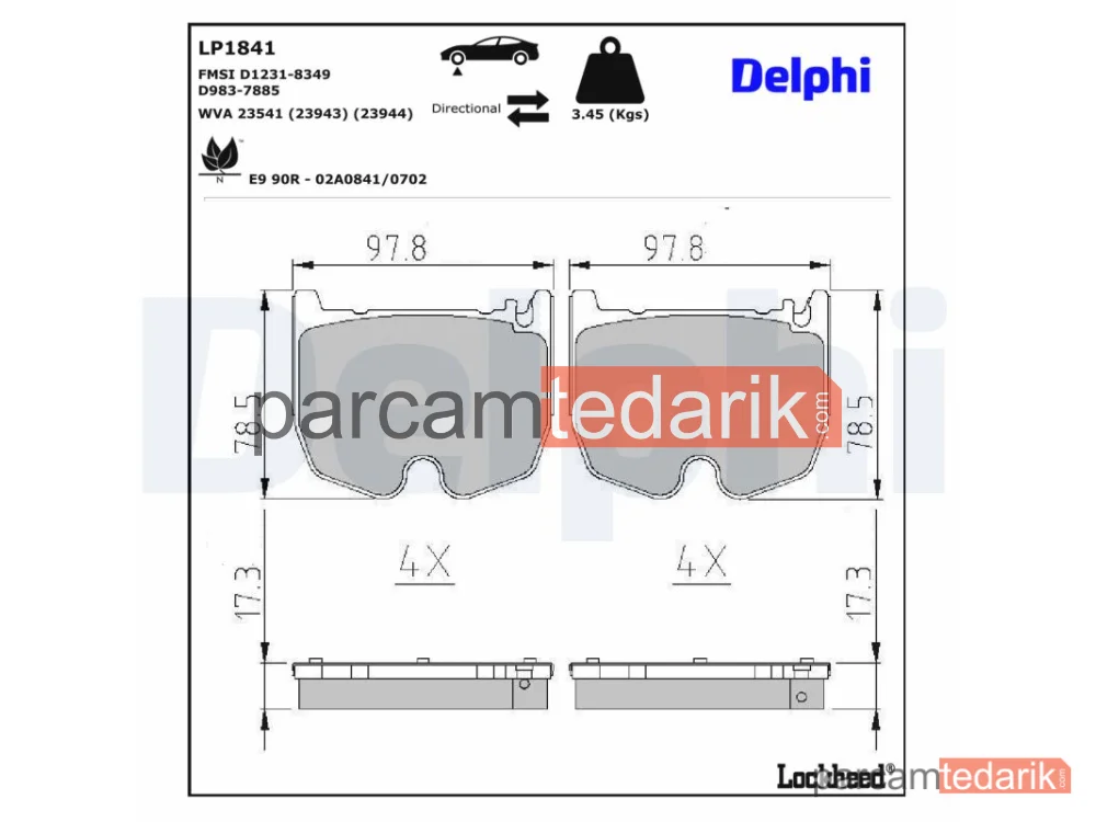 LP1841 | Fren Balatası — Mercedes-Benz CLS, Mercedes-Benz E-Serisi, Mercedes-Benz E-Serisi T-Model
