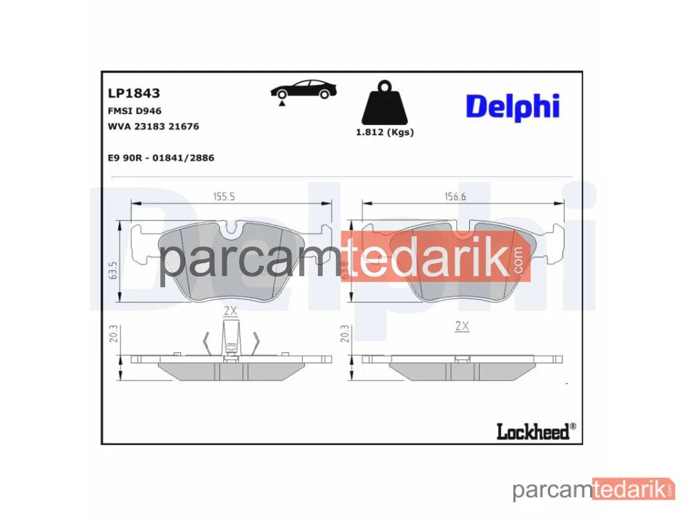 DELPHI LP1843 | Fren Balatası — BMW 3, BMW 3 Cabrio, BMW 3 Coupe