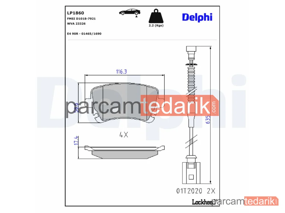 LP1860 | Fren Balatası — Audi A4 B7, Audi A4 B7 Avant, Audi A4 B7 Cabrio