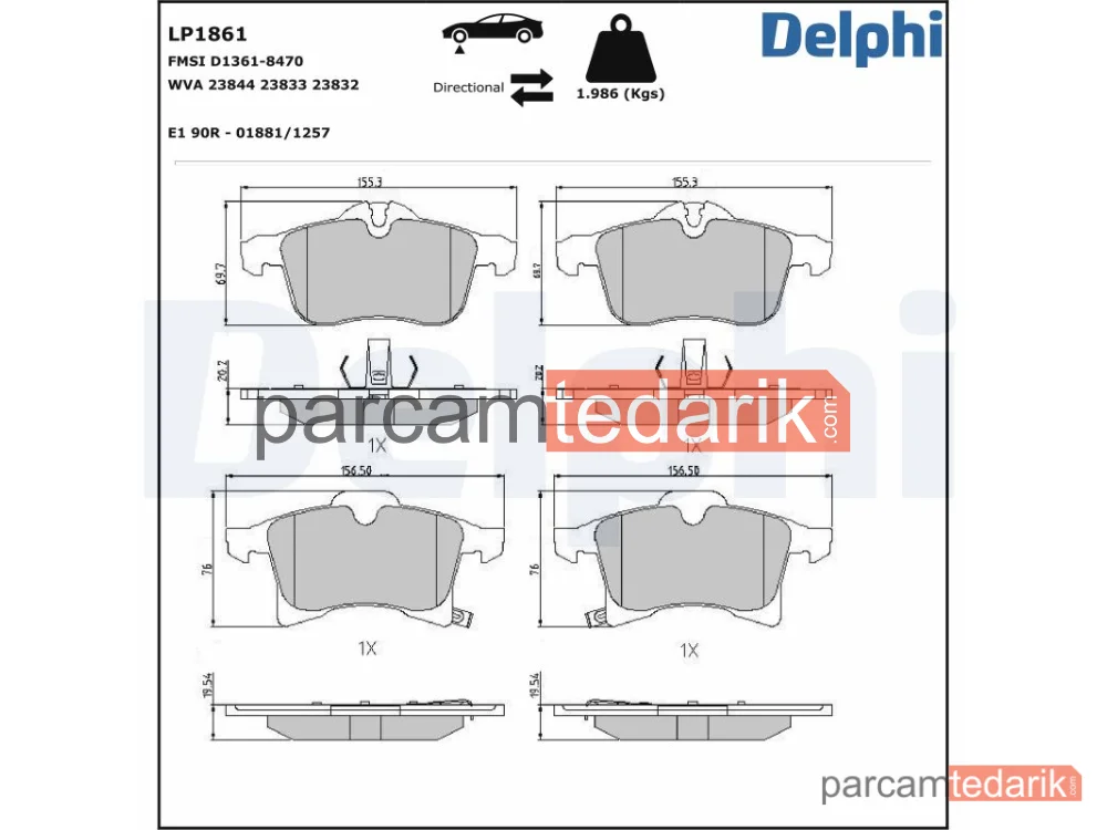 LP1861 | Fren Balatası — Opel ADAM, Opel Astra F Classic Station wagon, Opel Astra G Coupe