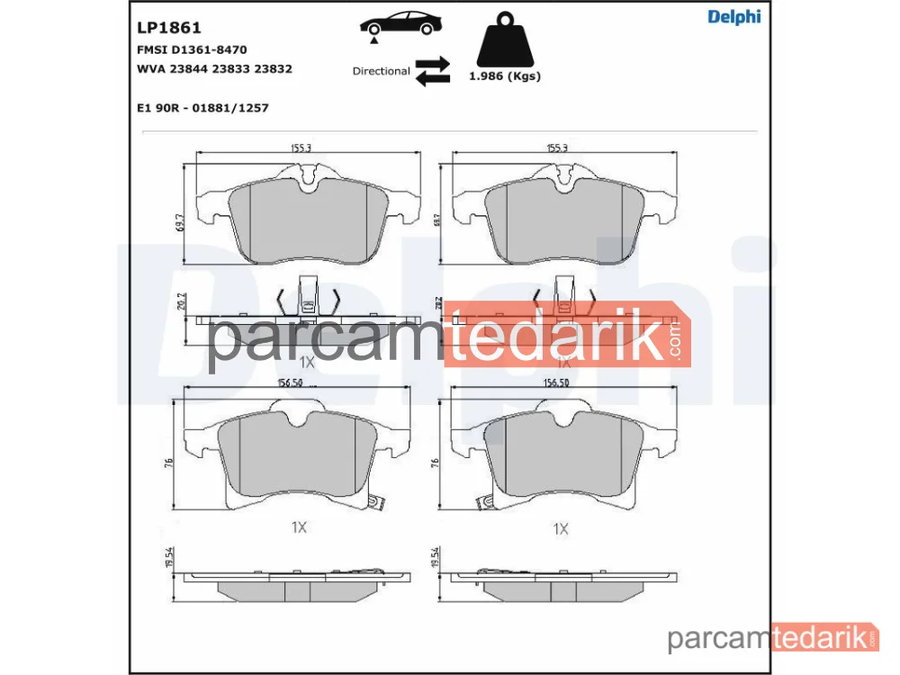 DELPHI LP1861 | Fren Balatası — Opel ADAM, Opel Astra F Classic Station wagon, Opel Astra G Coupe