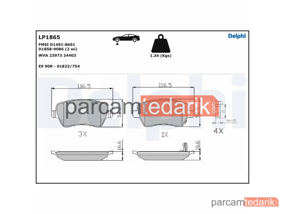 DELPHI LP1865 | Fren Balatası — Nissan Micra V, Opel Agila B, Suzuki SPLASH
