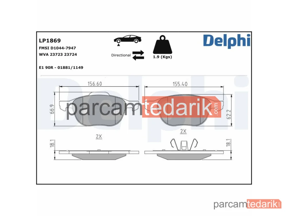 LP1869 | Fren Balatası — Ford C-Max, Ford C-Max II, Ford C-Max II Van
