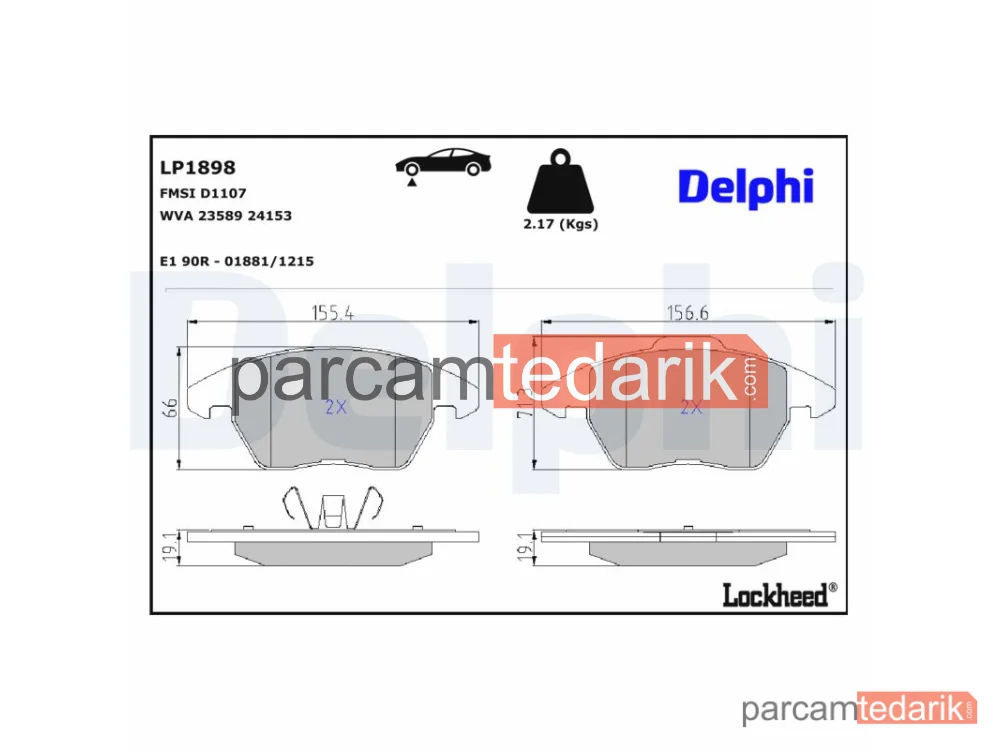 DELPHI LP1898 | Fren Balatası — Citroën C4 Coupe, Citroën C4 I, Peugeot 207