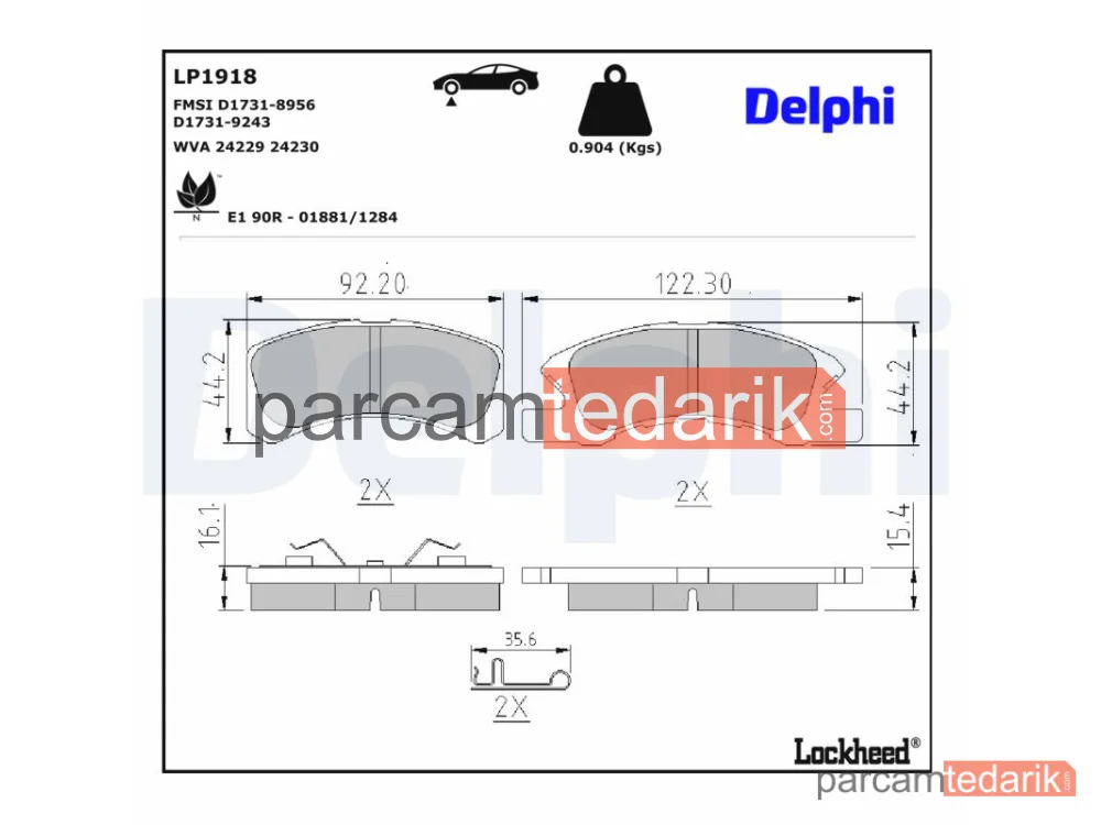 DELPHI LP1918 | Fren Balatası — Daihatsu Cuore V, Daihatsu Cuore VI, Daihatsu Cuore VII