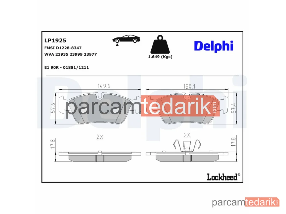 DELPHI LP1925 | Fren Balatası — BMW 1, BMW 3, BMW 3 Touring