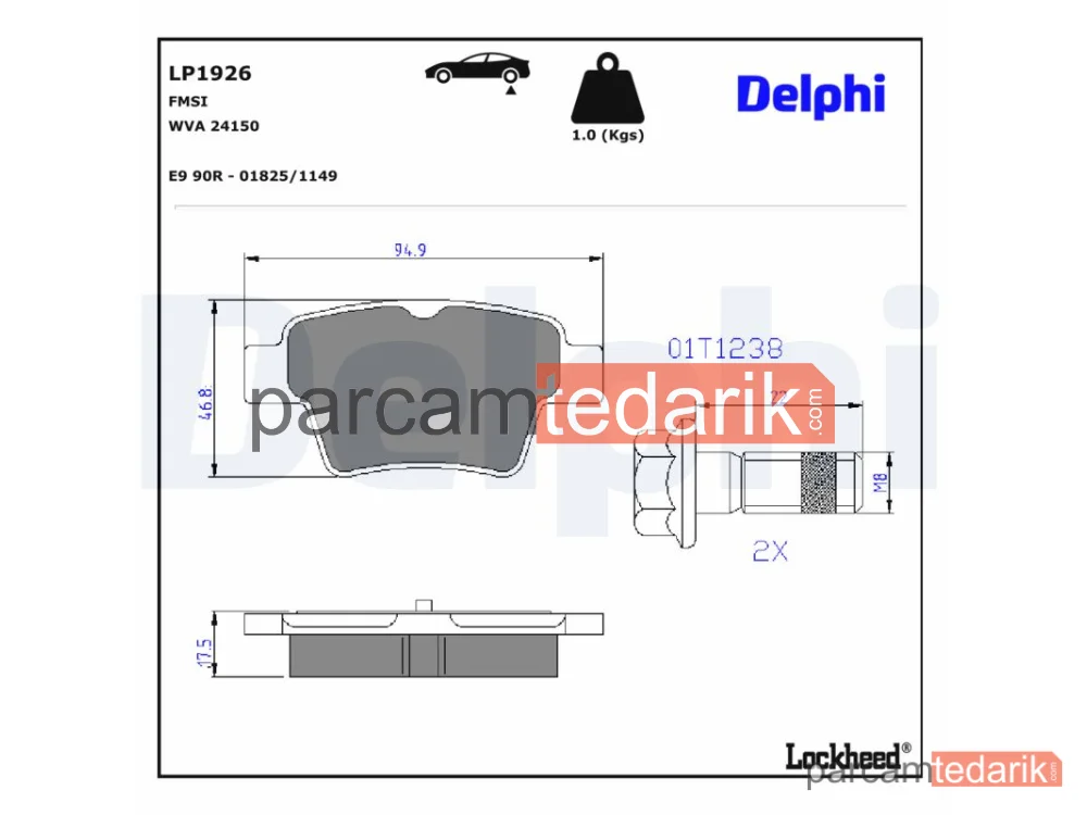 DELPHI LP1926 | Fren Balatası — Citroën C4 Coupe, Citroën C4 I, Emgrand EC7