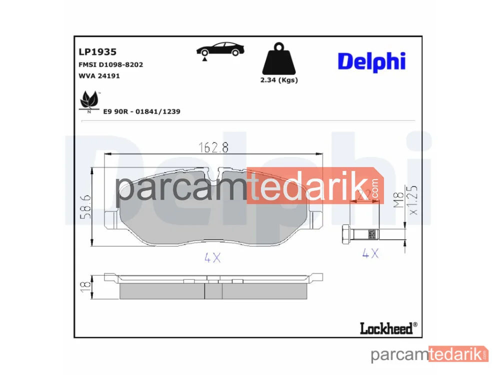DELPHI LP1935 | Fren Balatası — Land Rover Discovery IV, Land Rover Range Rover III