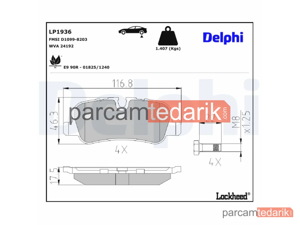 DELPHI LP1936 | Fren Balatası — Land Rover Discovery IV, Land Rover Range Rover III, Land Rover Range Rover SPORT I