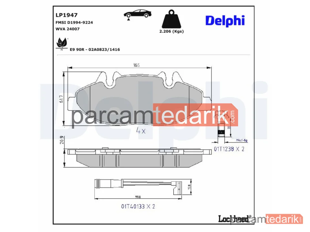 DELPHI LP1947 | Fren Balatası — Mercedes-Benz Marco Polo Camper, Mercedes-Benz Viano, Mercedes-Benz Vito / Mixto Panelvan/Van