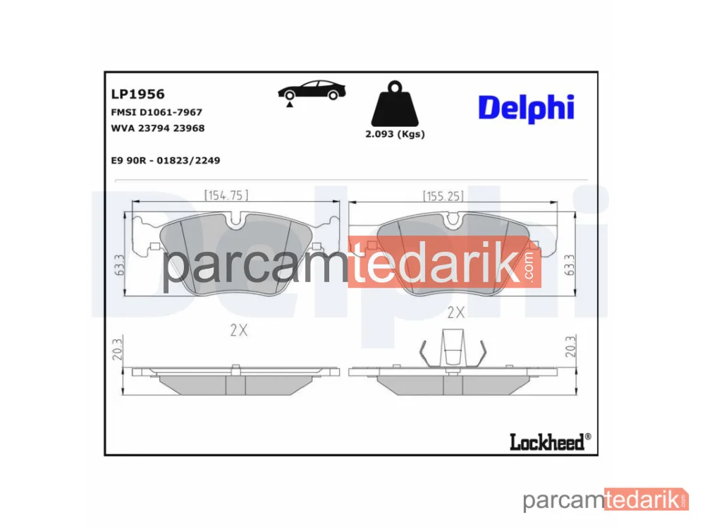 DELPHI LP1956 | Fren Balatası — BMW 1, BMW 1 Cabrio, BMW 1 Coupe