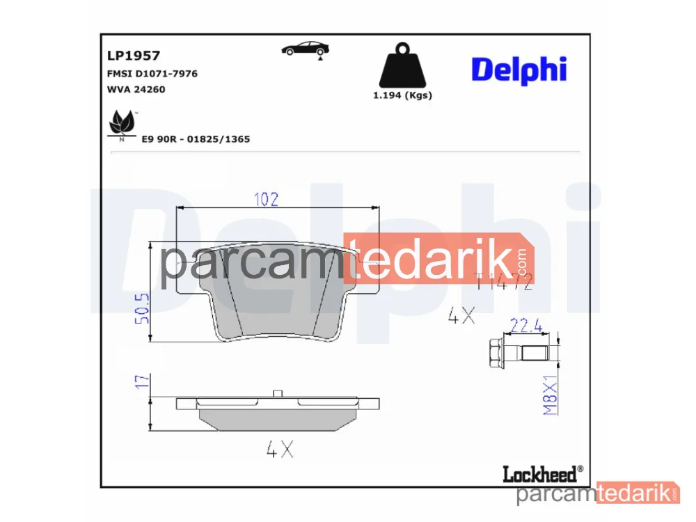 DELPHI LP1957 | Fren Balatası — Ford Mondeo III, Ford Mondeo III Sedan, Ford Mondeo III Turnier