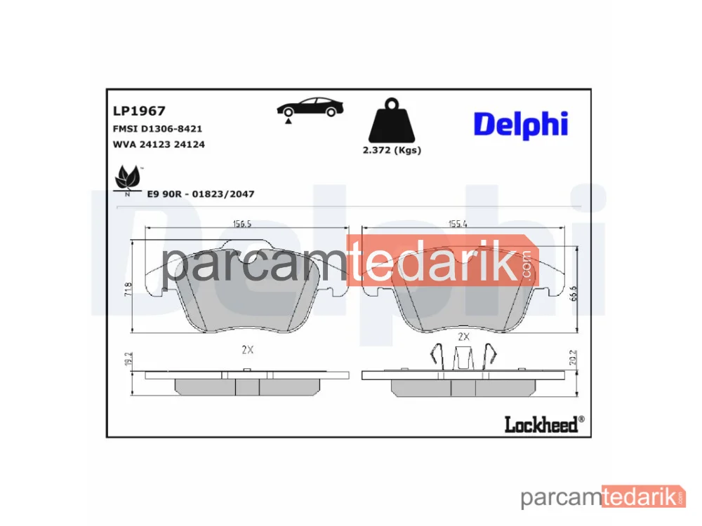DELPHI LP1967 | Fren Balatası — Ford Galaxy II, Ford Mondeo IV, Ford Mondeo IV Sedan