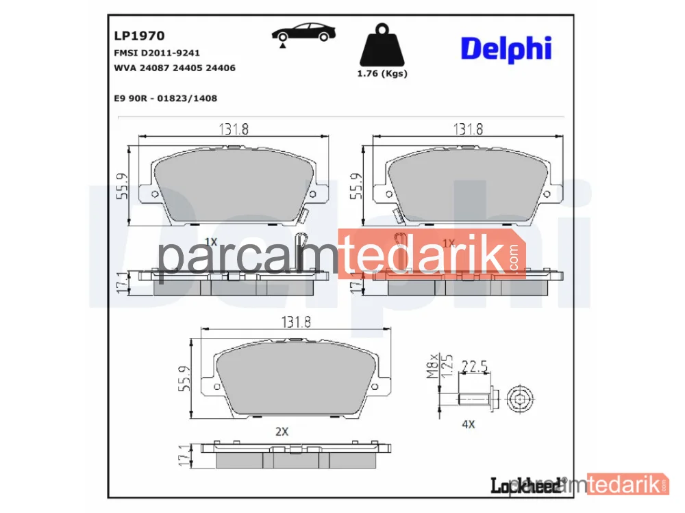 DELPHI LP1970 | Fren Balatası — Honda Civic VIII Hatchback, Honda Civic VIII Sedan