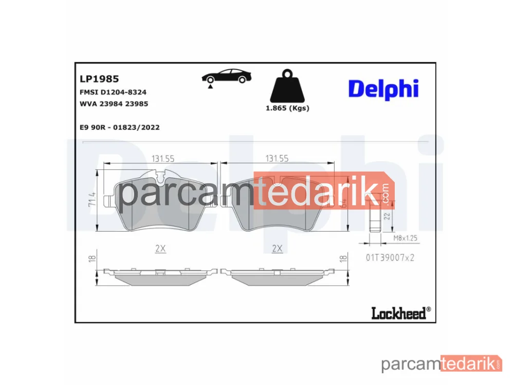 DELPHI LP1985 | Fren Balatası — Mini Mini, Mini Mini Cabrio, Mini Mini Clubman