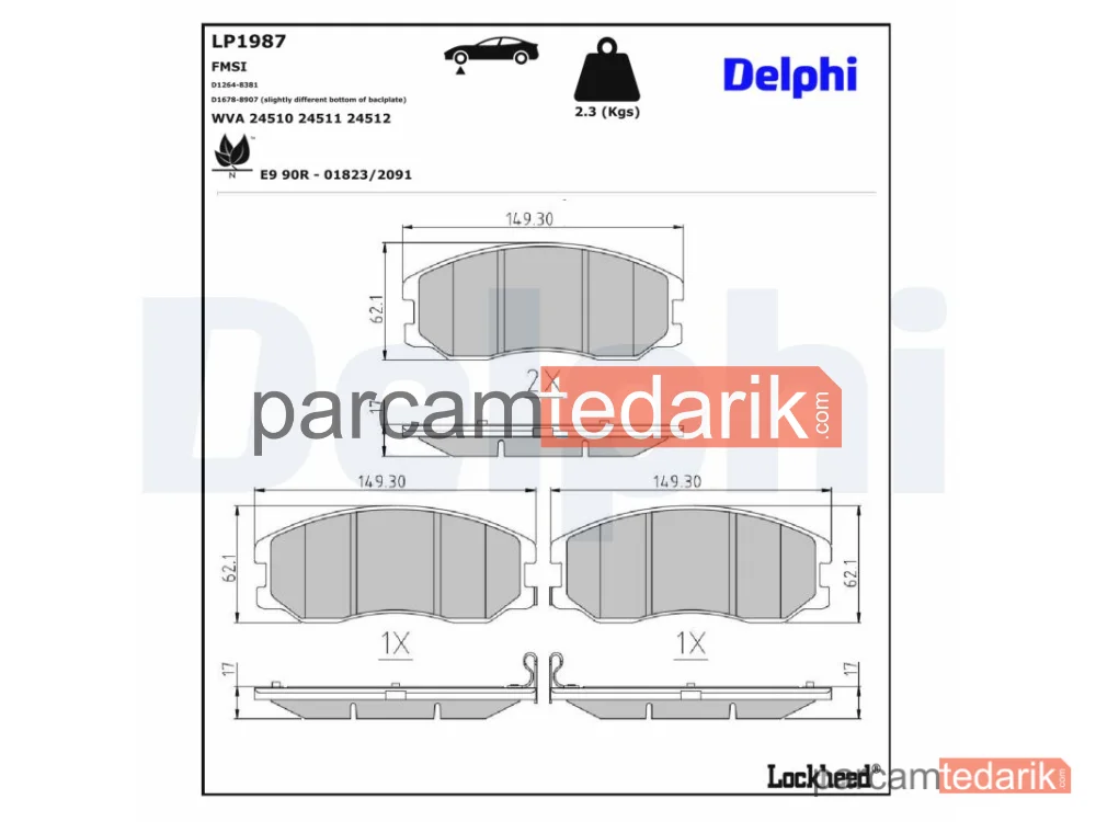 DELPHI LP1987 | Fren Balatası — Caterham Seven, Chevrolet Captiva, Chevrolet Captiva Van