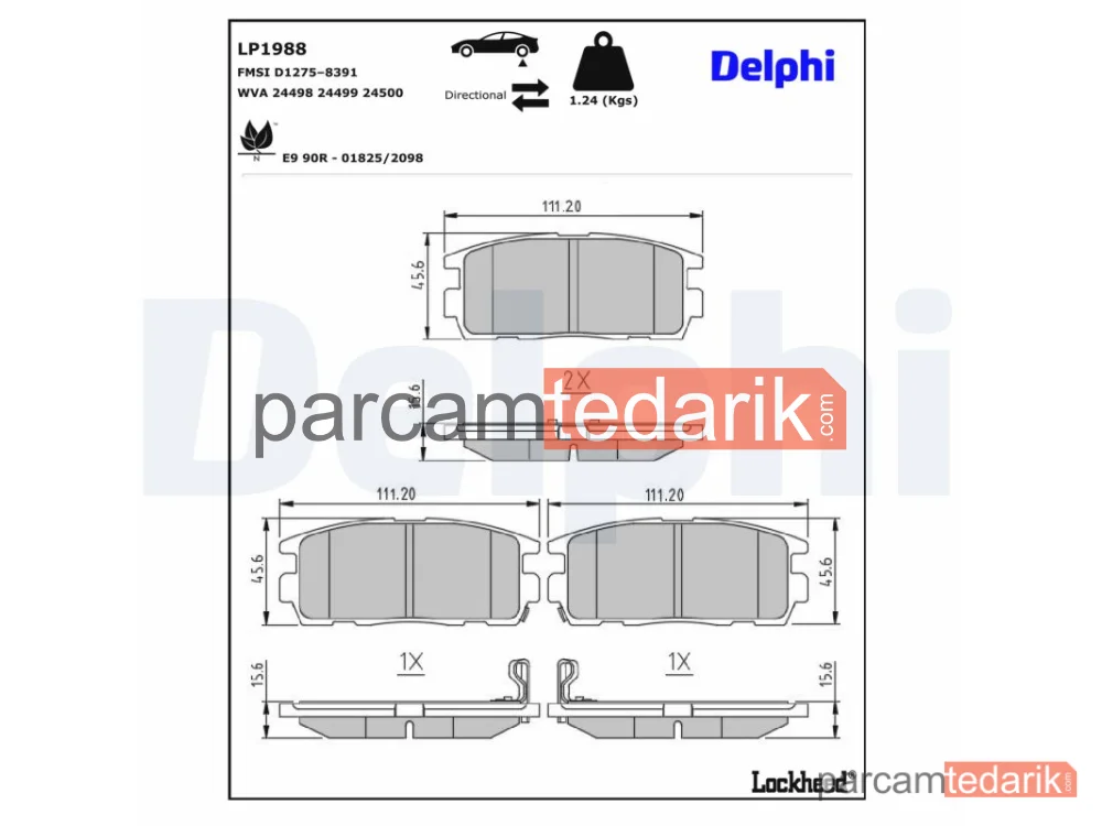 DELPHI LP1988 | Fren Balatası — Chevrolet Captiva, Chevrolet Captiva SPORT, Chevrolet Captiva Van