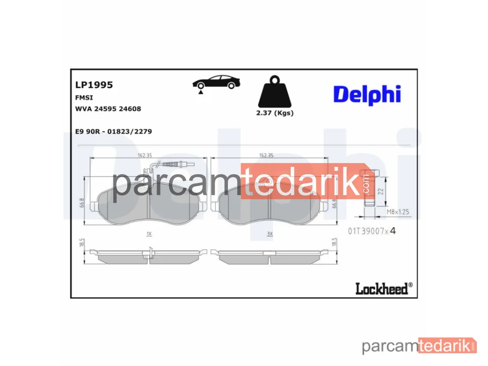 DELPHI LP1995 | Fren Balatası — Citroën Jumpy II, Citroën Jumpy II Panelvan/Van, Citroën Jumpy II Platform şasi