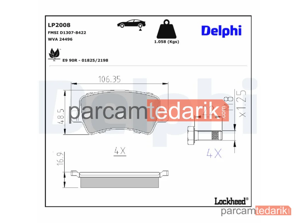 DELPHI LP2008 | Fren Balatası — Ford Galaxy II, Ford Mondeo IV, Ford Mondeo IV Sedan