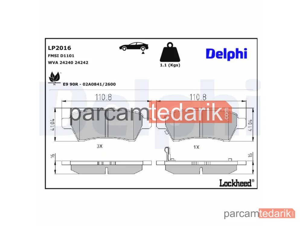 LP2016 | Fren Balatası — Nissan Navara NP300, Nissan Navara NP300 Platform şasi, Nissan Pathfinder III