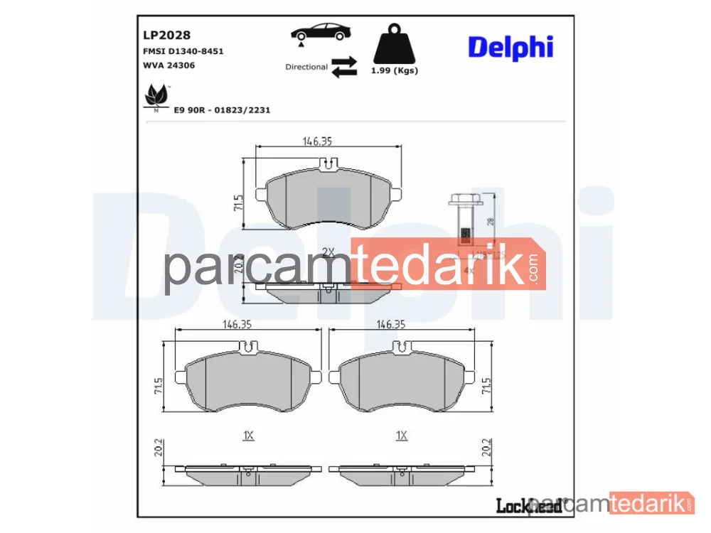 DELPHI LP2028 | Fren Balatası — Mercedes-Benz C-Serisi, Mercedes-Benz C-Serisi Coupe, Mercedes-Benz C-Serisi T-Model
