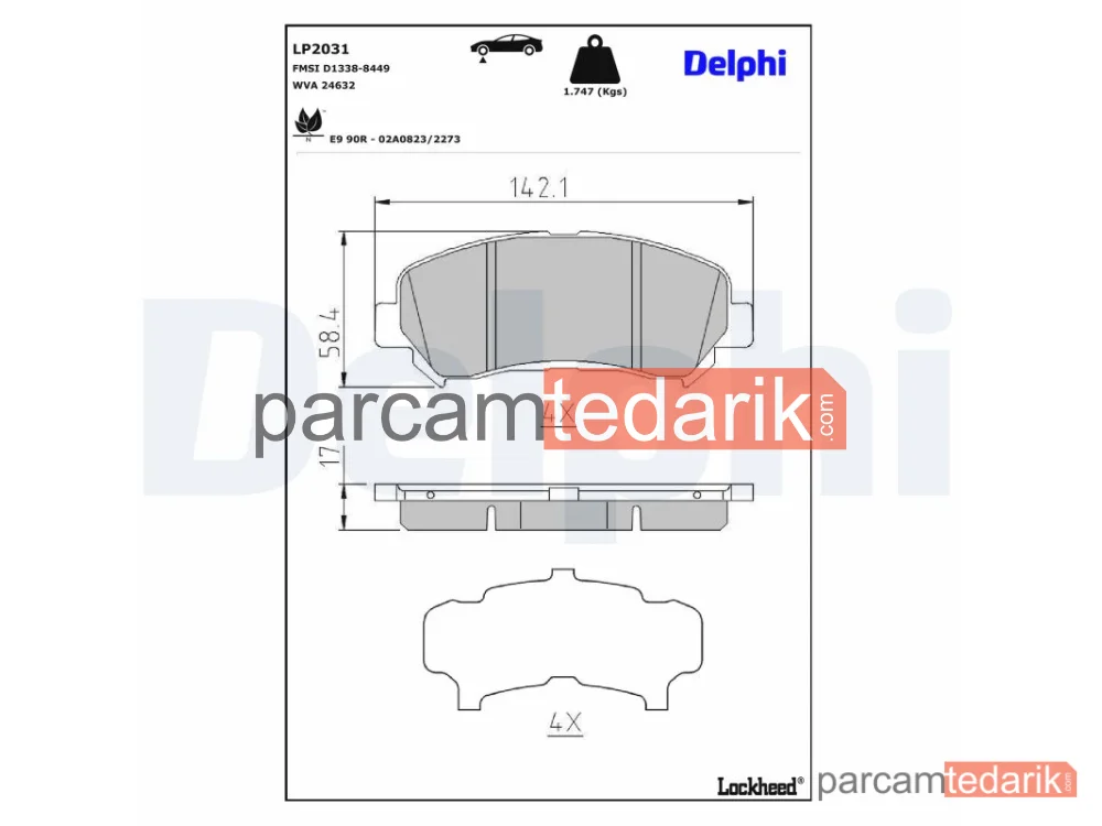 DELPHI LP2031 | Fren Balatası — Nissan Juke, Nissan Qashqai I, Nissan Qashqai I Van