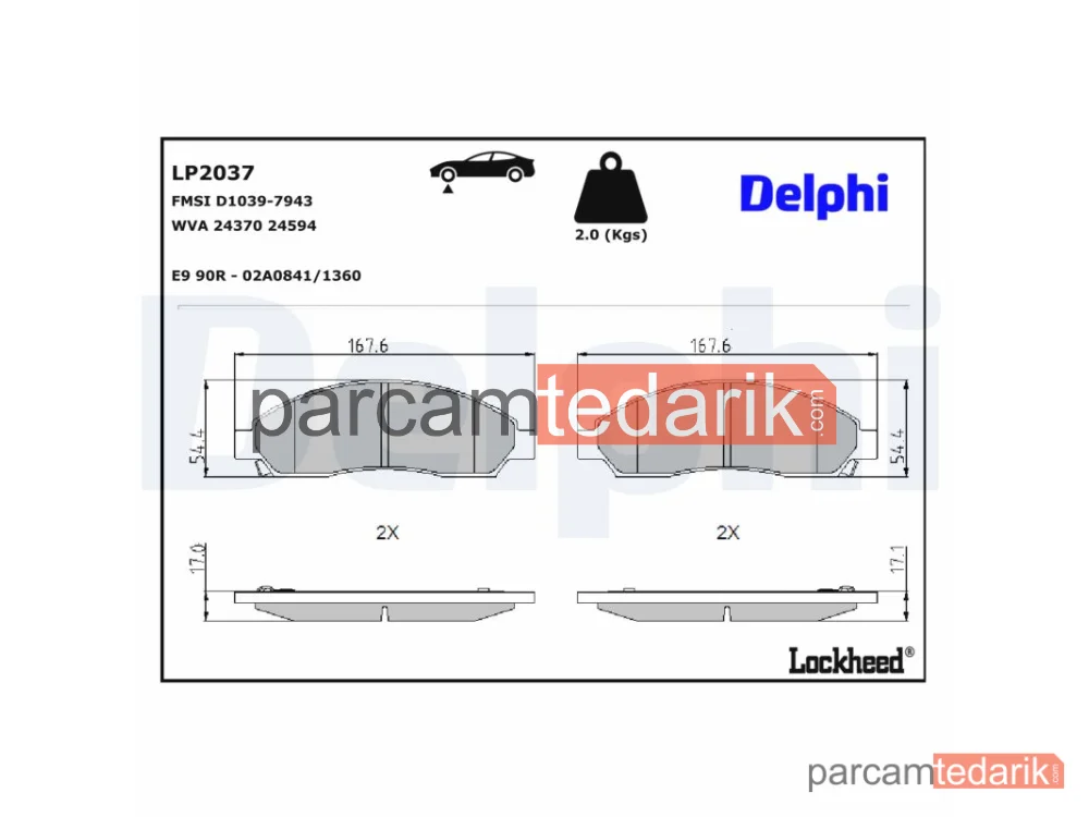 LP2037 | Fren Balatası — Isuzu D-Max I
