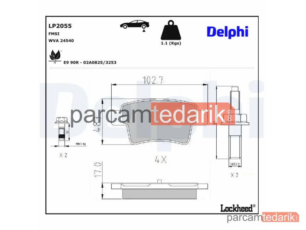 DELPHI LP2055 | Fren Balatası — Citroën C4 GRAND Picasso I, Citroën C4 Picasso I MPV