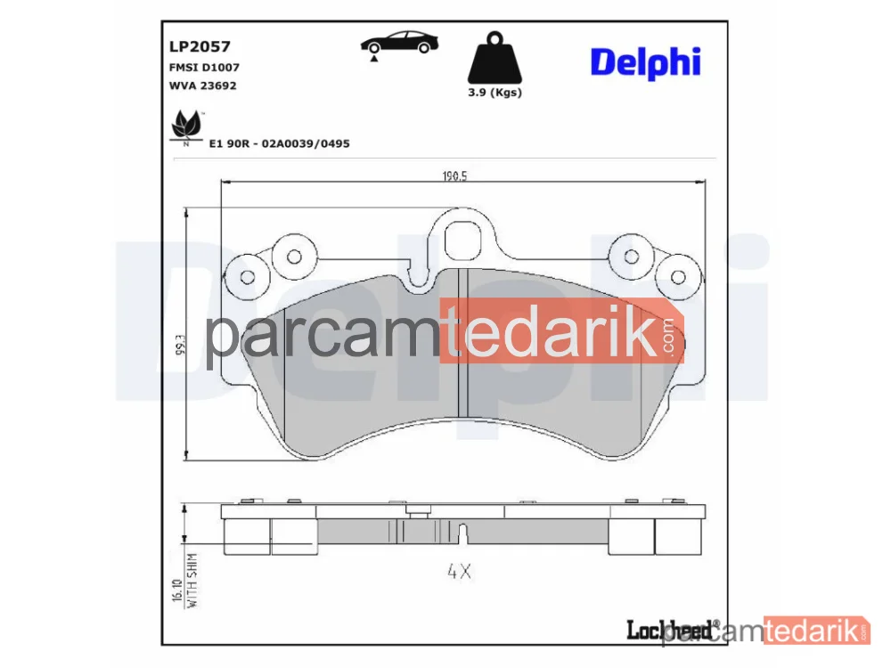 DELPHI LP2057 | Fren Balatası — Mercedes-Benz G-Serisi, Porsche Cayenne, VW Touareg