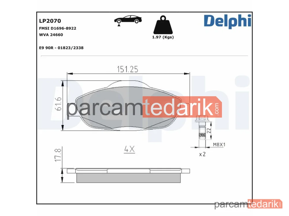 LP2070 | Fren Balatası — Peugeot 3008 I MPV, Peugeot 308 CC, Peugeot 308 I