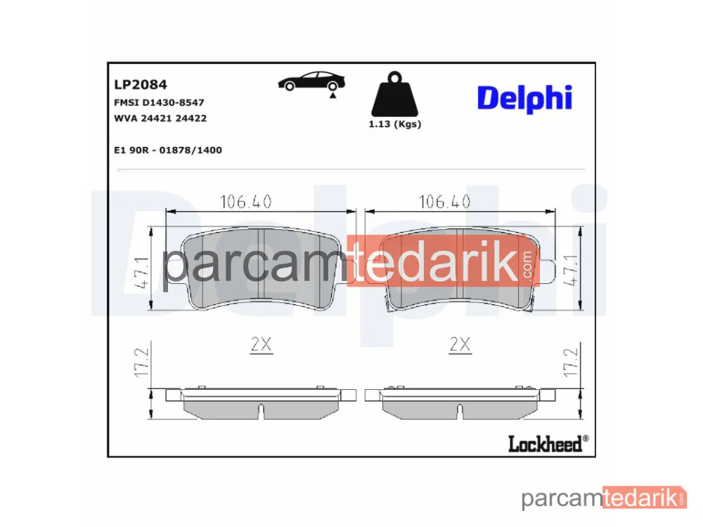 DELPHI LP2084 | Fren Balatası — Chevrolet Malibu, Opel Insignia A, Opel Insignia A Country Tourer