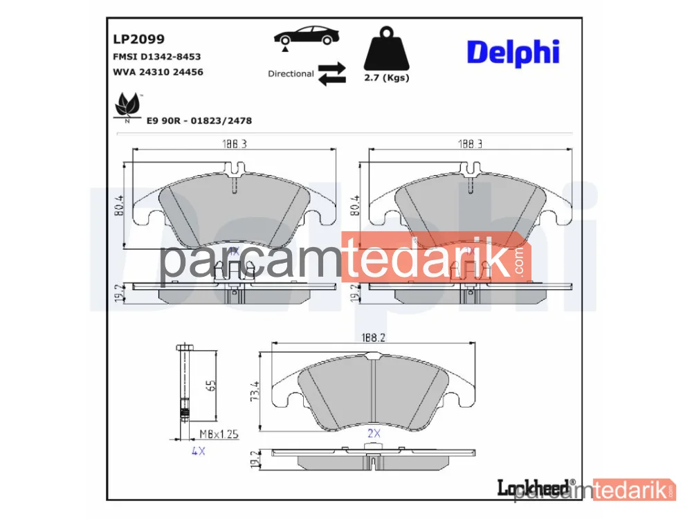 DELPHI LP2099 | Fren Balatası — Mercedes-Benz CLS, Mercedes-Benz CLS Shooting Brake, Mercedes-Benz C-Serisi