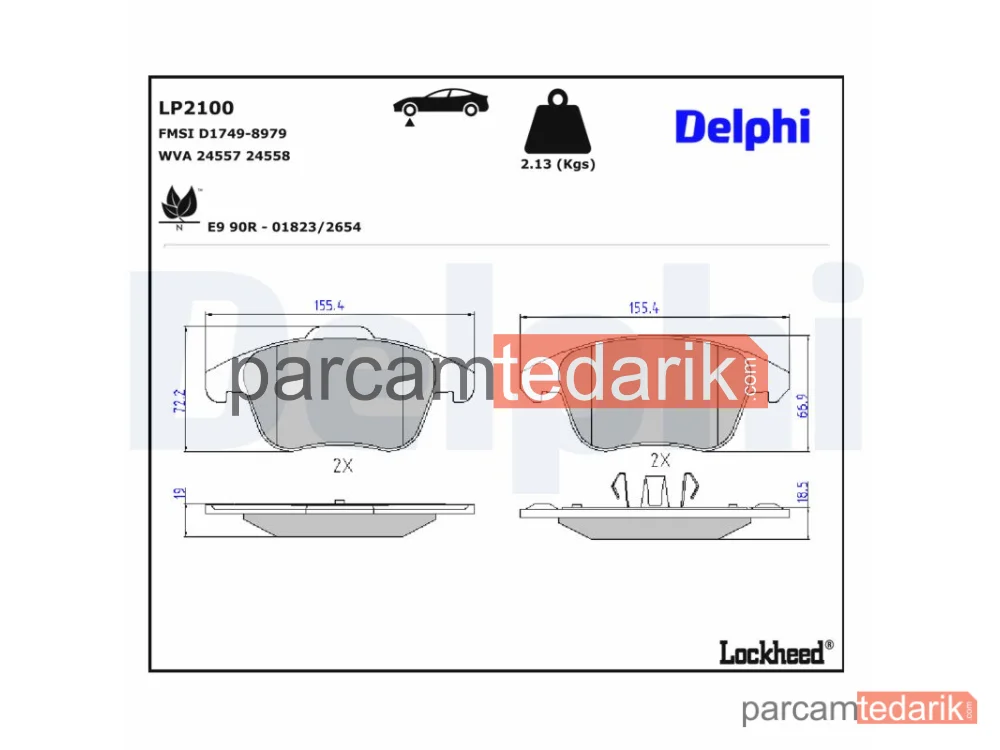 DELPHI LP2100 | Fren Balatası — Citroën C4 GRAND Picasso I, Citroën C4 II, Citroën C4 Picasso I MPV