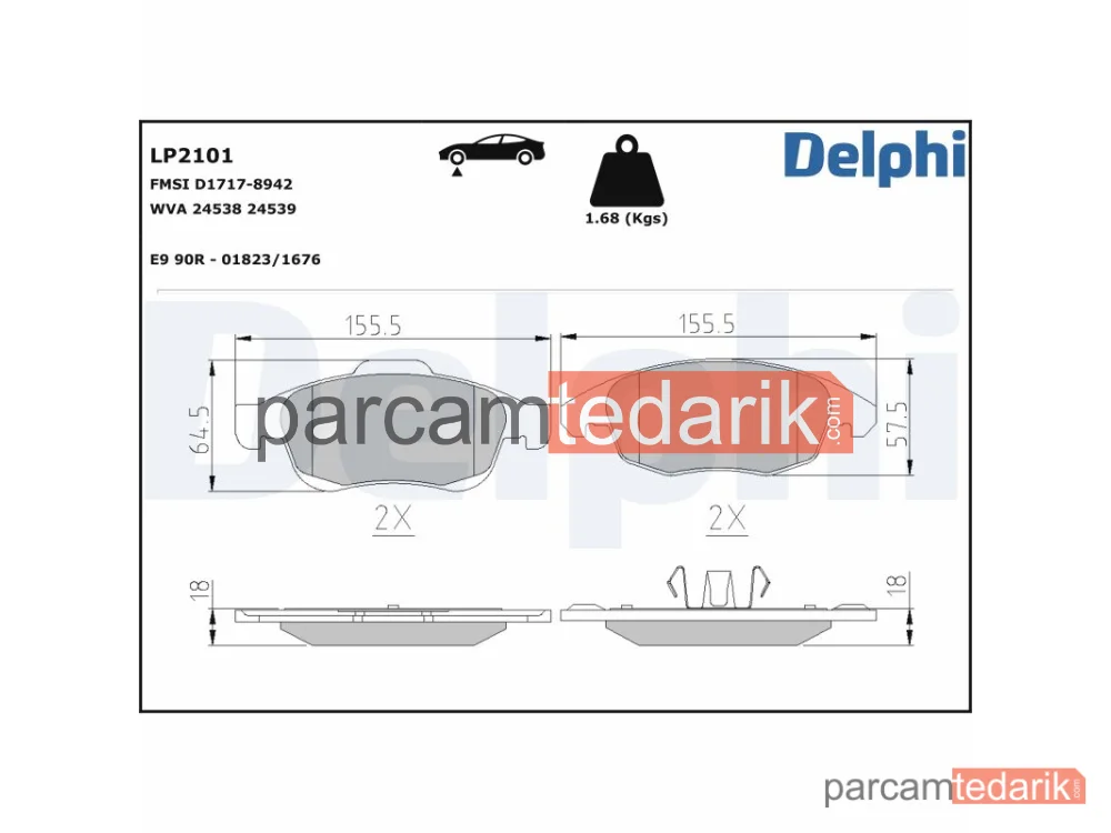 LP2101 | Fren Balatası — Citroën Berlingo Kasa/büyük limuzin, Citroën Berlingo Multispace, Citroën Berlingo Platform şasi