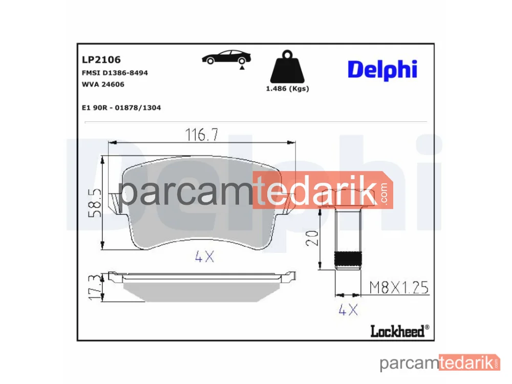 DELPHI LP2106 | Fren Balatası — Audi A4 Allroad B8, Audi A4 B8, Audi A4 B8 Avant