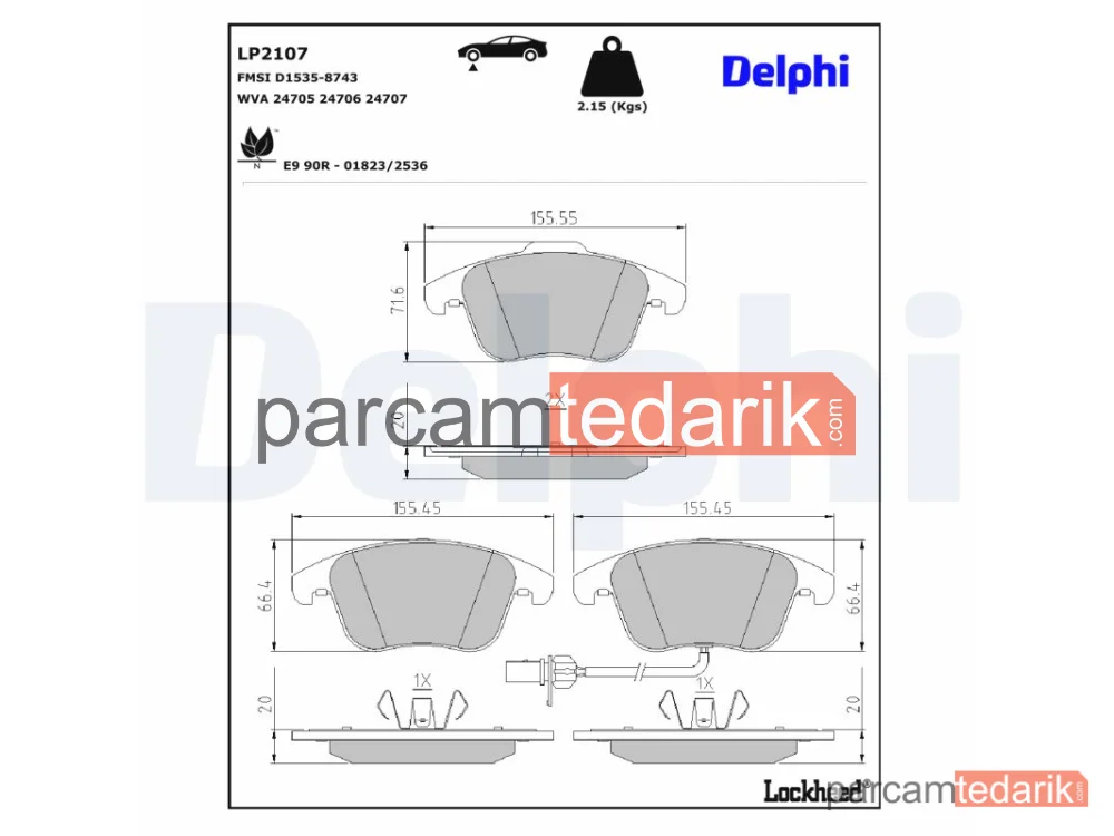 DELPHI LP2107 | Fren Balatası — Audi A4 Allroad B8, Audi A4 B8, Audi A4 B8 Avant