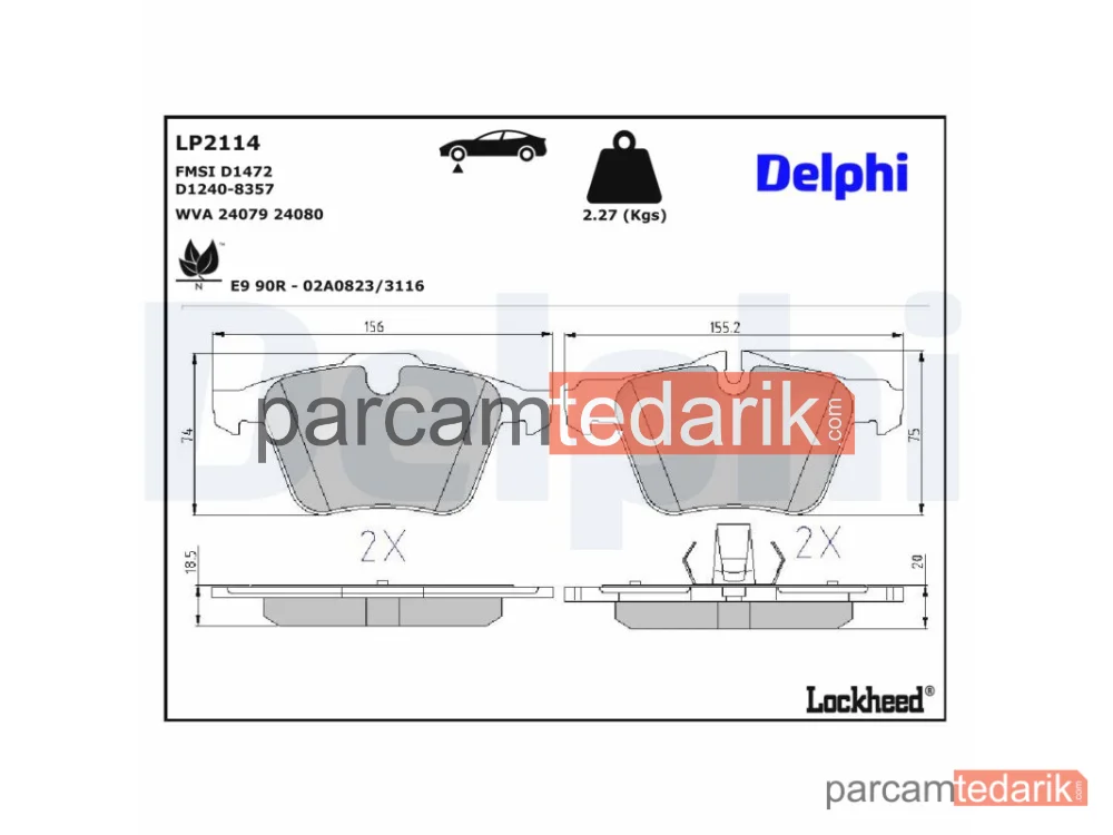 DELPHI LP2114 | Fren Balatası — Jaguar F-TYPE Cabrio, Jaguar F-TYPE Coupe, Jaguar S-TYPE II