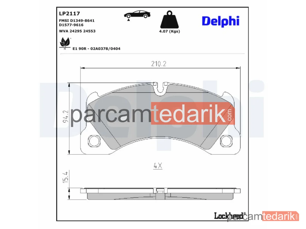DELPHI LP2117 | Fren Balatası — Porsche Cayenne, Porsche Macan, Porsche Panamera