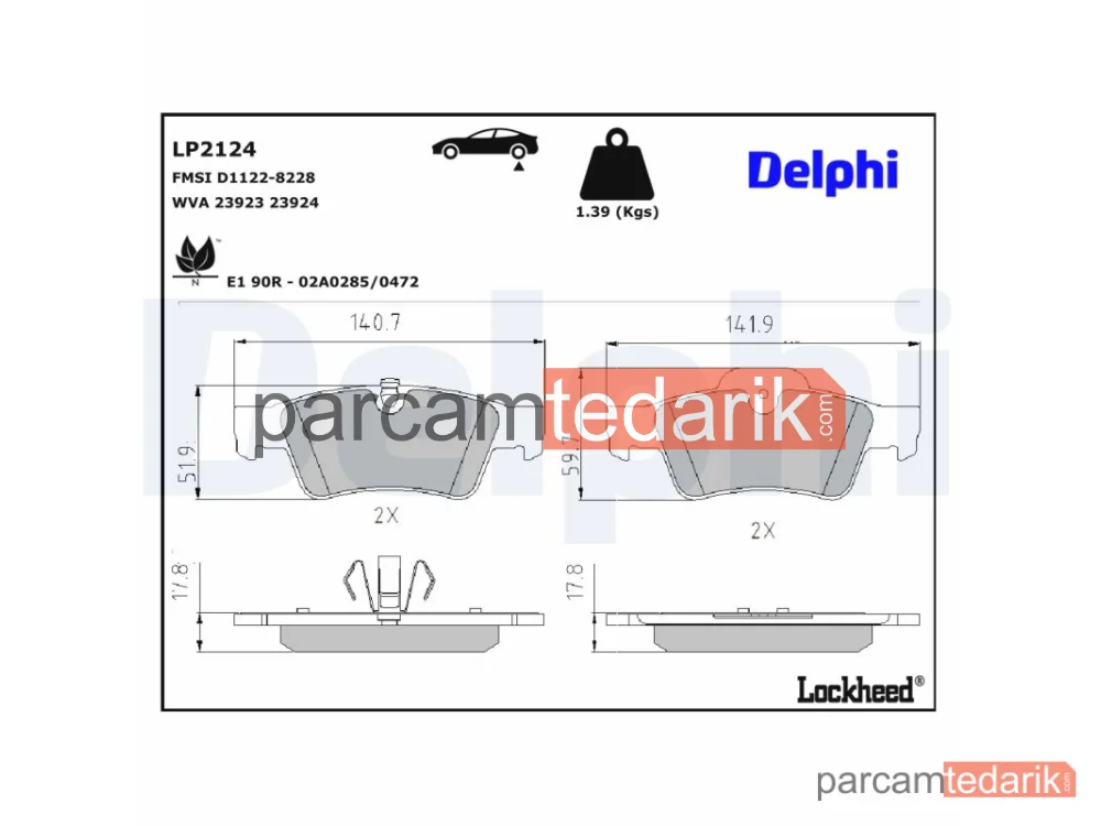 DELPHI LP2124 | Fren Balatası — Mercedes-Benz GL-Serisi, Mercedes-Benz G-Serisi, Mercedes-Benz M-Serisi