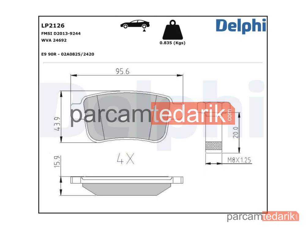 Fren Balatası — Mercedes-Benz Citan Kasa/büyük limuzin, Mercedes-Benz Citan Kombi, Mercedes-Benz Citan Mixto - LP2126