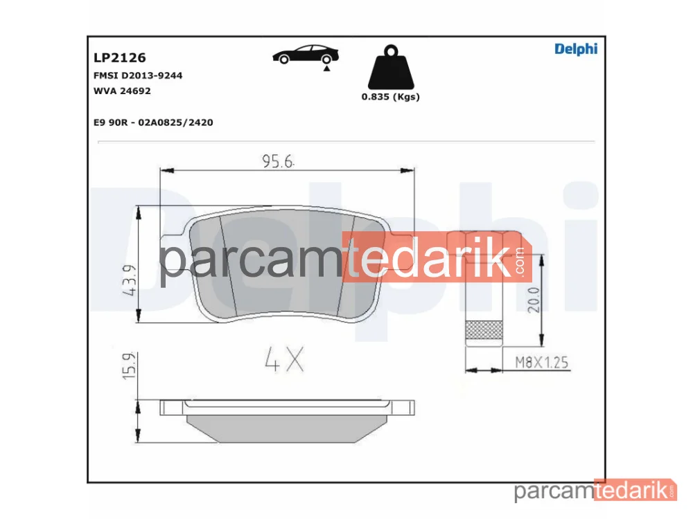 DELPHI LP2126 | Fren Balatası — Mercedes-Benz Citan Kasa/büyük limuzin, Mercedes-Benz Citan Kombi, Mercedes-Benz Citan Mixto