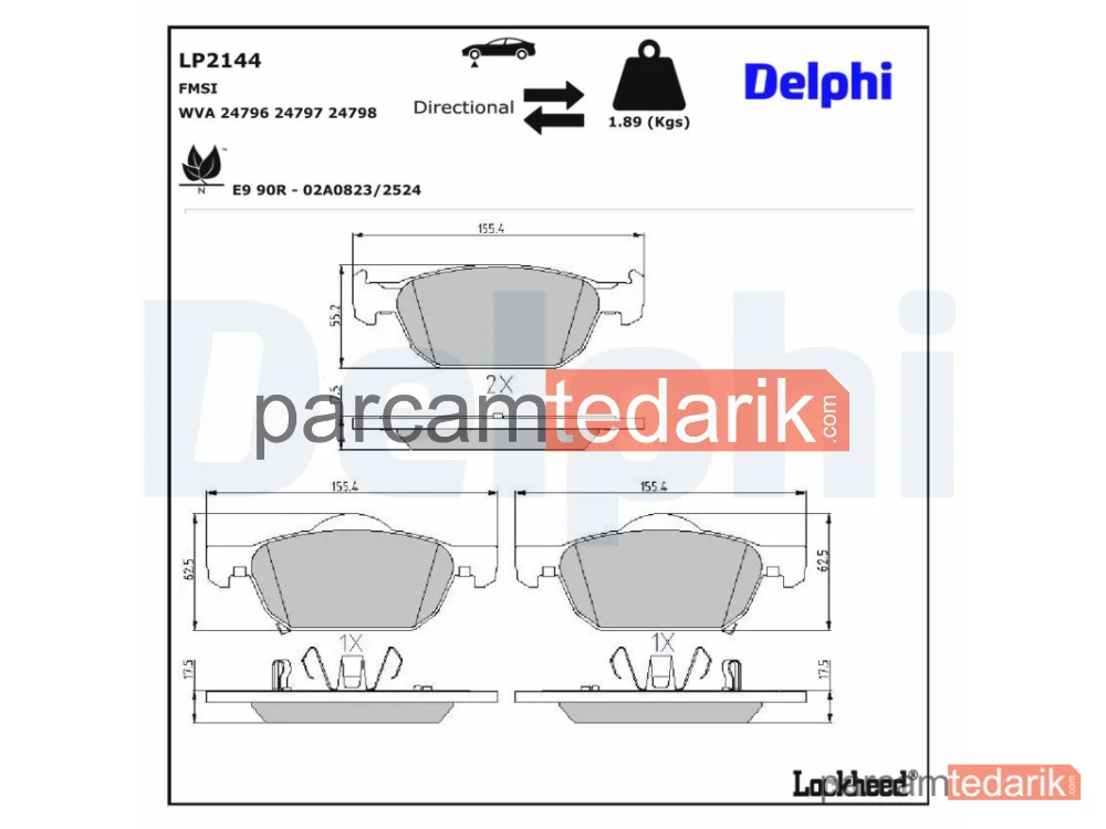 DELPHI LP2144 | Fren Balatası — Honda Accord VIII, Honda Accord VIII Station wagon, Honda Civic IX Tourer