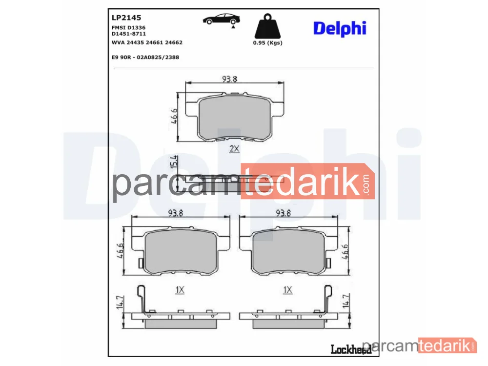 DELPHI LP2145 | Fren Balatası — Honda Accord VIII, Honda Accord VIII Station wagon
