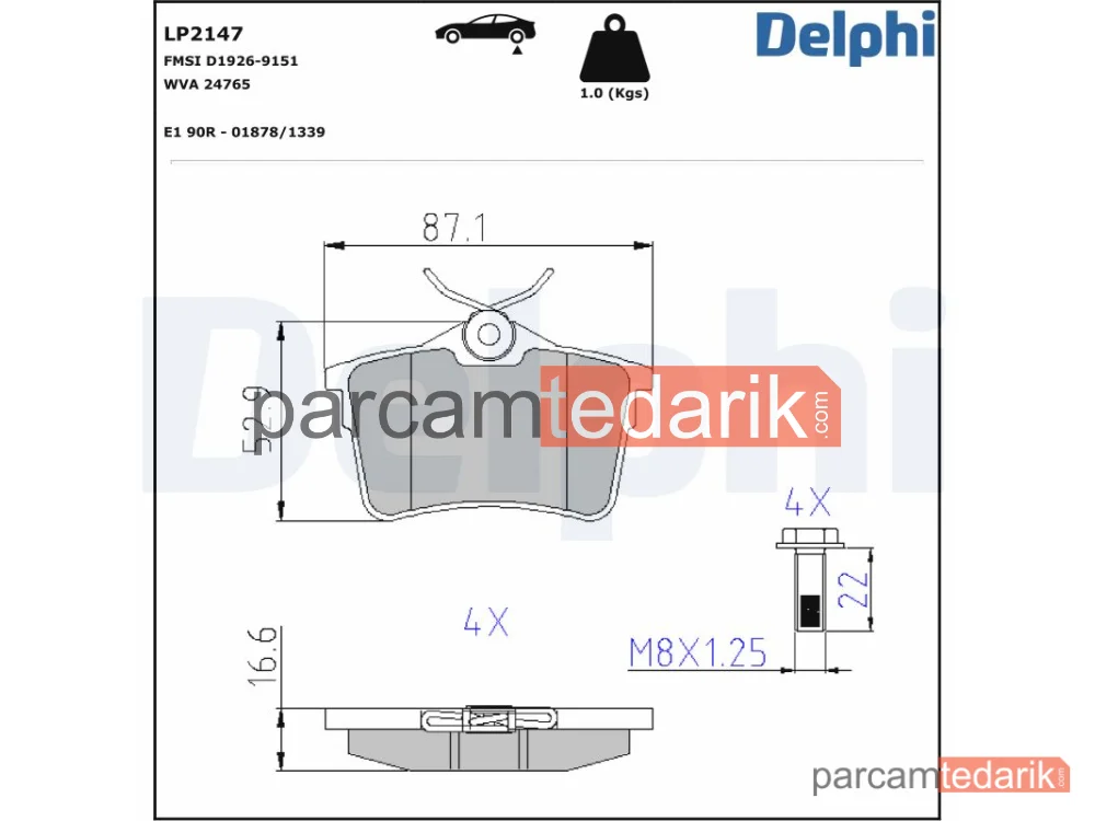 LP2147 | Fren Balatası — Citroën Berlingo Kasa/büyük limuzin, Citroën Berlingo Multispace, Citroën Berlingo Platform şasi