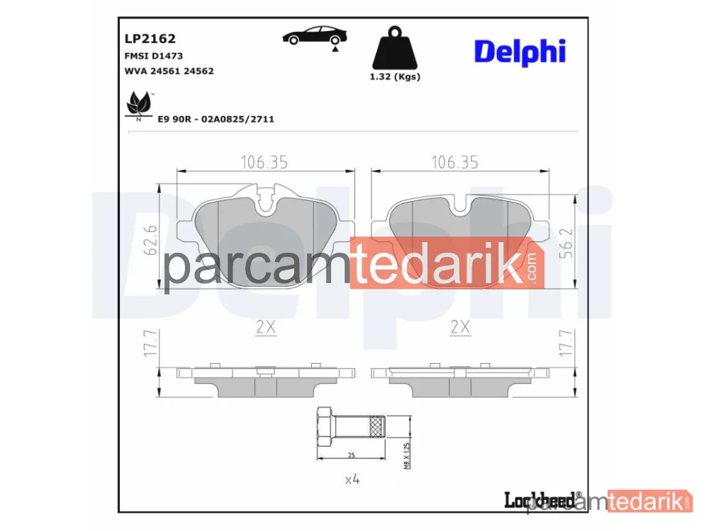 DELPHI LP2162 | Fren Balatası — BMW 5, BMW 5 Touring, BMW 6 Gran Turismo