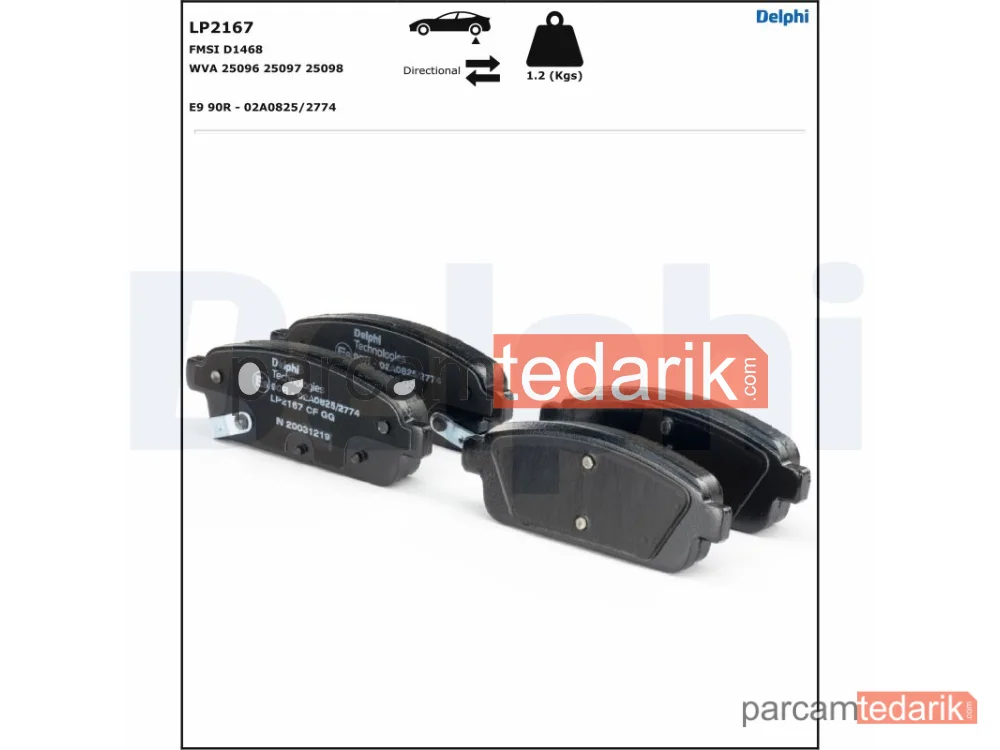 DELPHI LP2167 | Fren Balatası — Chevrolet AVEO Hatchback, Chevrolet Cruze, Chevrolet Cruze Hatchback